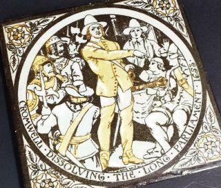 Victorian JOHN MOYR SMITH ARTS & CRAFTS MOVEMENT TILE c1890 OLIVER CROMWELL 2