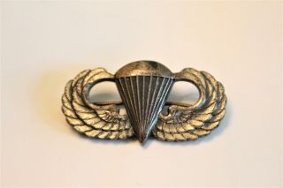 Vintage Us Army Airborne Paratrooper Combat Jump Wings Sterling Pinback,  Finecond