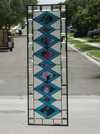 •SUN –Sentionel •Beveled Stained Glass Window Panel • 40 ¼” x 14 3/8” 12