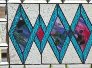 •SUN –Sentionel •Beveled Stained Glass Window Panel • 40 ¼” x 14 3/8” 5