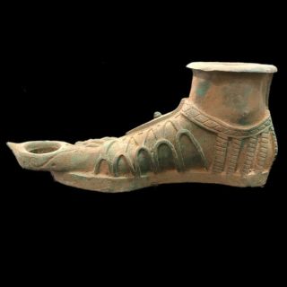 RARE ANCIENT ROMAN BRONZE LIFE SIZE FOOT OIL LAMP - 200 - 400 AD (1) 3