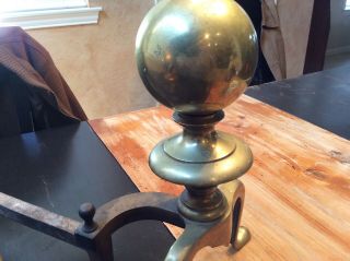 Vintage Antique Brass Cannon Ball Andirons 4R 2L 11