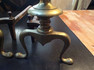 Vintage Antique Brass Cannon Ball Andirons 4R 2L 2