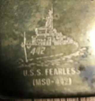 Vintage Zippo USS Fearless MSO - 442 Solid Brass Zippo 1932 - 1988 3