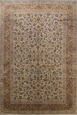 One - Of - Kind Vintage Traditional Floral Sage Persian Hand - Knotted 11x17 Wool Rug