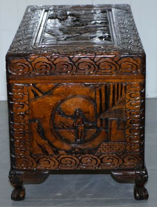 CHINESE JAPANESE EXPORT CLAW & BALL VINTAGE CHEST TRUNK BOX CRANES RURAL SCHENES 10