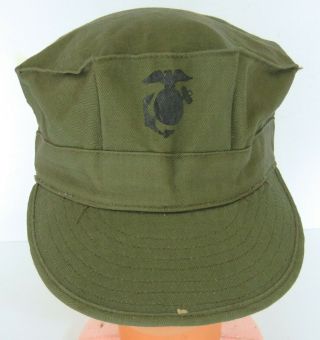 Vtg 1952 Korean War Era Usmc Marines Corps Utility Hat Cap Green Od Size M Orig