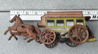 Antique Orobr Tin Wind Up Carriage Coach Stage Toy Clockwork Brandenburg Germany