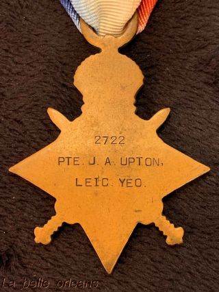 WWI BRITISH MEDAL 1914 - 15 STAR LEICESTERSHIRE YEOMANRY (PRINCE ALBERT ' S OWN) 4
