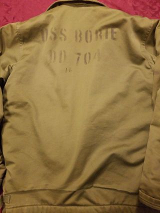 Vintage Usn Us Navy Cold Weather A - 2 Military Deck Jacket Large 42 - 44 Borie Usa