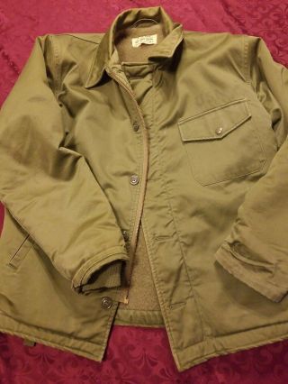 Vintage USN US Navy Cold Weather A - 2 Military Deck Jacket Large 42 - 44 Borie USA 3