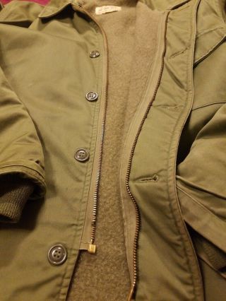 Vintage USN US Navy Cold Weather A - 2 Military Deck Jacket Large 42 - 44 Borie USA 8
