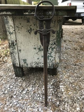 Antique Metal Harpoon Hay Spear H - 28 Primitive Tool Bar Man Cave Barn Décor 3