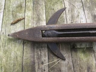 Antique Metal Harpoon Hay Spear H - 28 Primitive Tool Bar Man Cave Barn Décor 6
