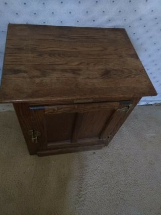 White Clad Vintage Antique Oak Ice Box End Side Table Night Stand 7