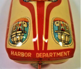 TIN FRICTION WINDUP HARBOR DEPT PILOT RACING BOAT SPEEDBOAT DRIVER BANDAI JAPAN 7