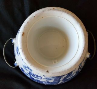 RARE antique 18th century Chinese Stem bowl with lid & brass handles 7.  5 