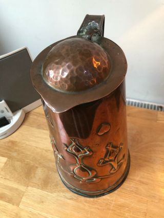 Huge Joseph Sankey JS&S Arts & Crafts 6 Pint Copper Lidded Jug C.  1903 Neptune Mk 2