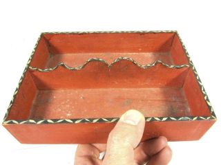 Antique Small Divided Tray Salmon Paint Pennsylvania Aafa Primitive/ Box/ Pantry