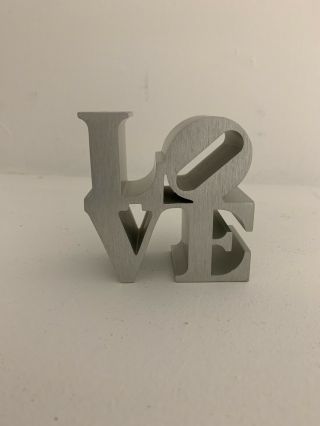 Vintage Robert Indiana Love Sculpture Brushed Silver Pop Art,  Warhol Era 11