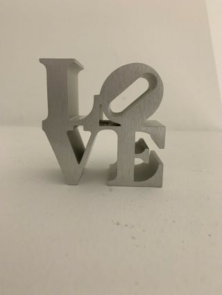 Vintage Robert Indiana Love Sculpture Brushed Silver Pop Art,  Warhol Era 2