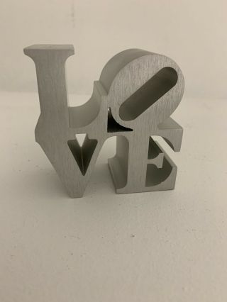 Vintage Robert Indiana Love Sculpture Brushed Silver Pop Art,  Warhol Era 9