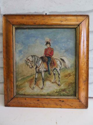 really old PAINTING antique oil CAVALRY OFFICER signed 3