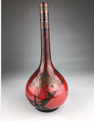 Antique 19th C Japanese Totai Cloisonné And Porcelain Vase