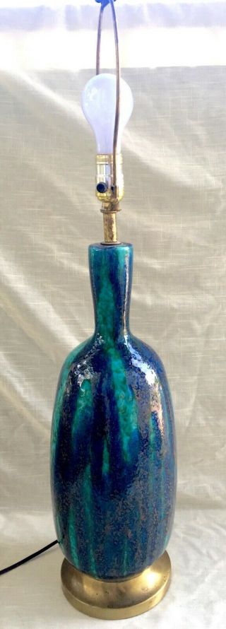 Vintage Mid - Century Ceramic Table Lamp - Blue & Teal/turquoise