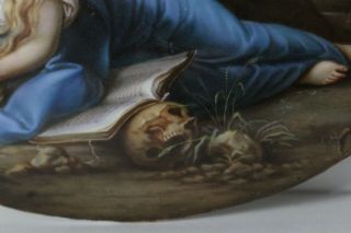 Antique 19thC Meissen Mary Magdalene & Skull Painted Porcelain Portrait Plaque 4