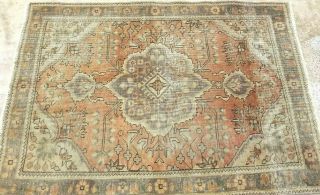 ANTIQUE C.  1900 VINTAGE TURKISH OUSHAK TRIBAL HAND - KNOTTED WOOL RUG3 ' X5 ' 11