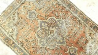 ANTIQUE C.  1900 VINTAGE TURKISH OUSHAK TRIBAL HAND - KNOTTED WOOL RUG3 ' X5 ' 2