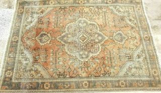 ANTIQUE C.  1900 VINTAGE TURKISH OUSHAK TRIBAL HAND - KNOTTED WOOL RUG3 ' X5 ' 3