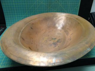 Large Antique Copper Brass Wash Basin Sink Bowl Tub With Drain 32.  5 