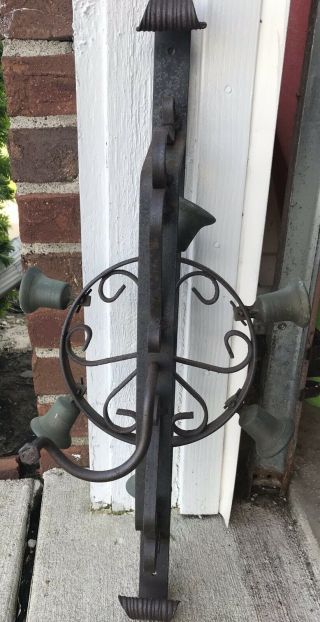 Antique Cast Iron Door Bell Ringer Wheel W Bells Garden Art