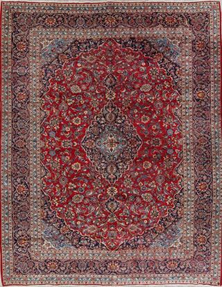 Vintage Traditional Floral Red Persian Oriental Hand - Knotted Wool Area Rug 10x13