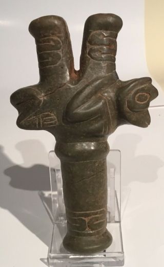 Taino Stone Full Figure Dual Imagery Cohoba Inhaler Precolumbian