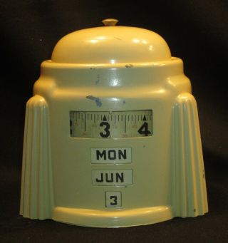Vintage Art Deco Metal Alarm & Date Desk Clock Rare