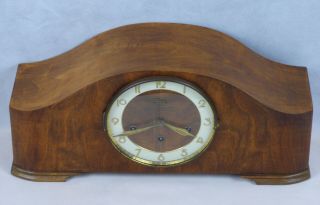 Vintage Mid Century Juba Shelf Mantel Clock Wooden Case Chime Great German