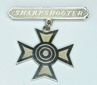 Pristine Wwi U.  S.  Marine Corps Sharpshooter Rifle Qualification Badge Sterling