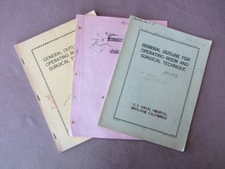 1952 U.  S.  Naval Hospital Oakland Ca Operating Room Surgical Technique Manuals