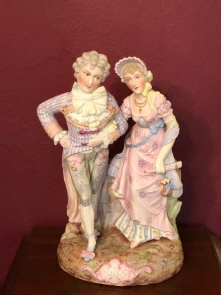 Frrench 19th Century Bisque Double Figure Group Of A Courting Couple