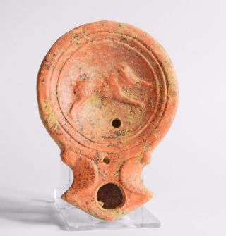 Roman 1st Century Oil Lamp With Running Wild Boar