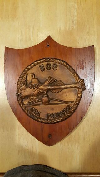 Navy Ship Bronze Plaque Uss Sea Poacher Ss 406 Submarine