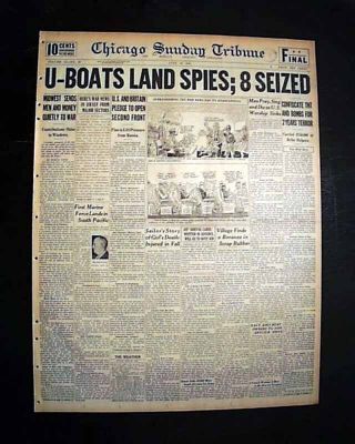 Nazi Saboteurs In America Arrest Operation Pastorius 1942 World War Ii Newspaper