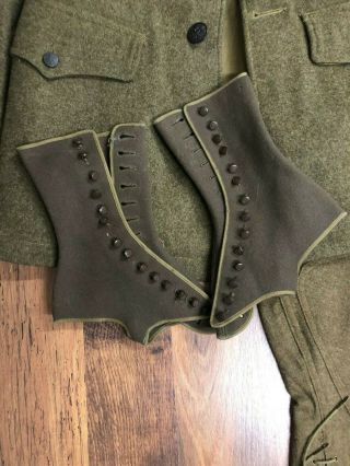 Pre WWI US Military Wool Uniform,  Jacket,  Pants,  Spats & Hat, 4