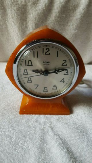 Rare Antique Art Deco Catalin Bakelite Butterscotch Bond N.  J.  Cathedral Clock