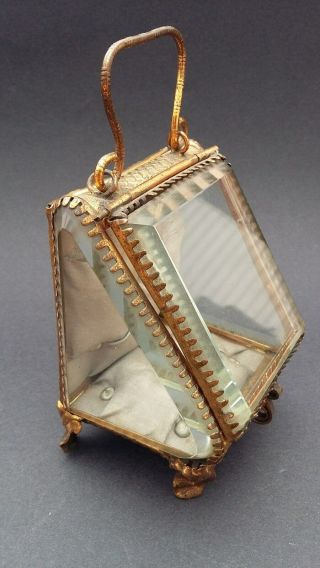 19th Century French Brass And Beveled Glass Miniature Display Case.