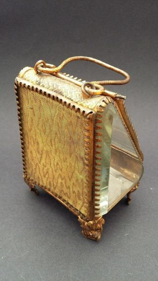19th Century French brass and beveled glass miniature display case. 3