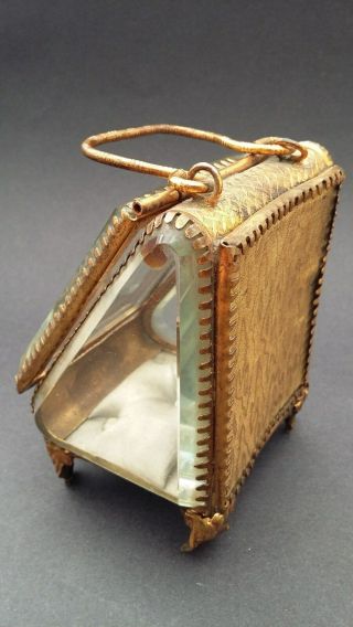 19th Century French brass and beveled glass miniature display case. 4